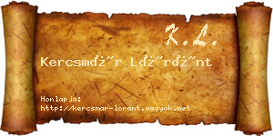 Kercsmár Lóránt névjegykártya